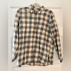 Madewell Plaid Button Down Shirt in Gray and Cream